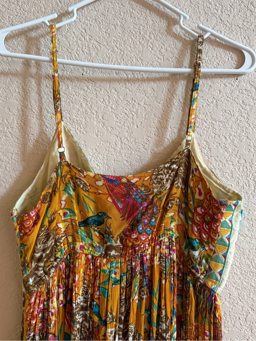 Anthropologie Raga Women’s Medium Embroidered Maxi Dress Bird Festival Floral - Picture 7 of 10